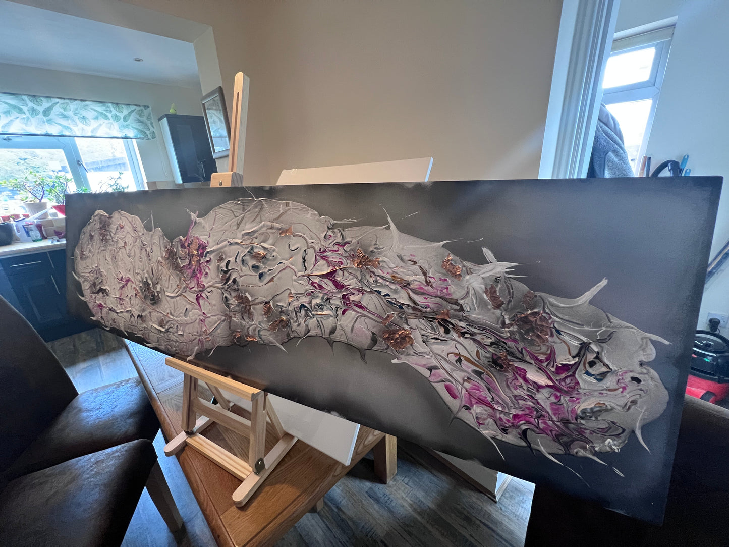 Fluid Art on Aluminium .Over The Sofa