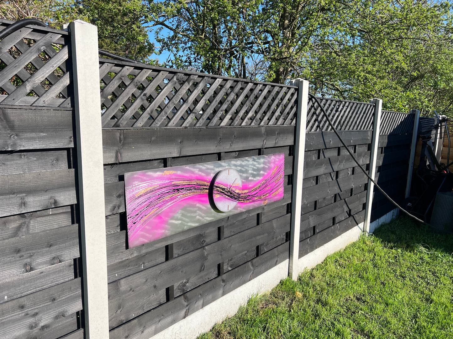 Indoor outdoor clock on aluminium pannel