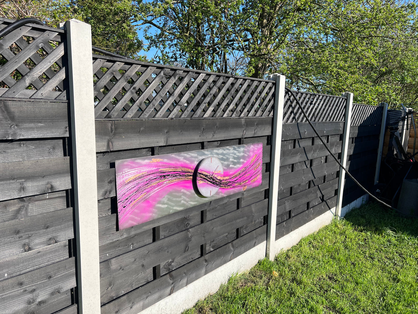 Indoor outdoor clock on aluminium pannel